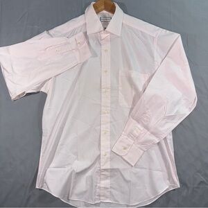 Yves Saint Laurent Dress Shirt Mens 16 34/35 Pink Solid Long Sleeve Button Front